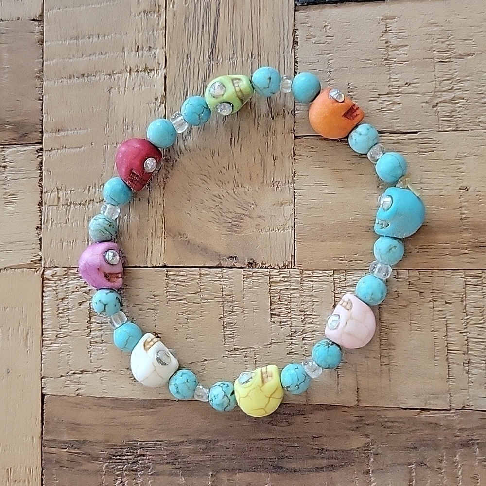 Sugar Skull Beaded Bracelet
